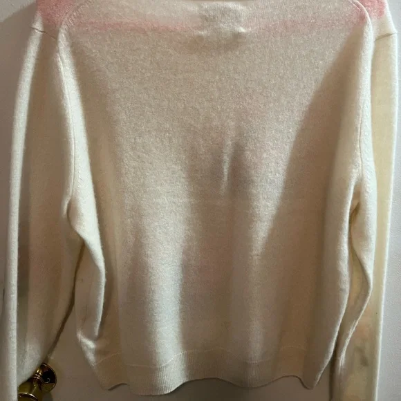 Cynthia Rowley Pink and Cream Crew Neck Sweater with Whimsical Floral Design - Picture 7 of 8